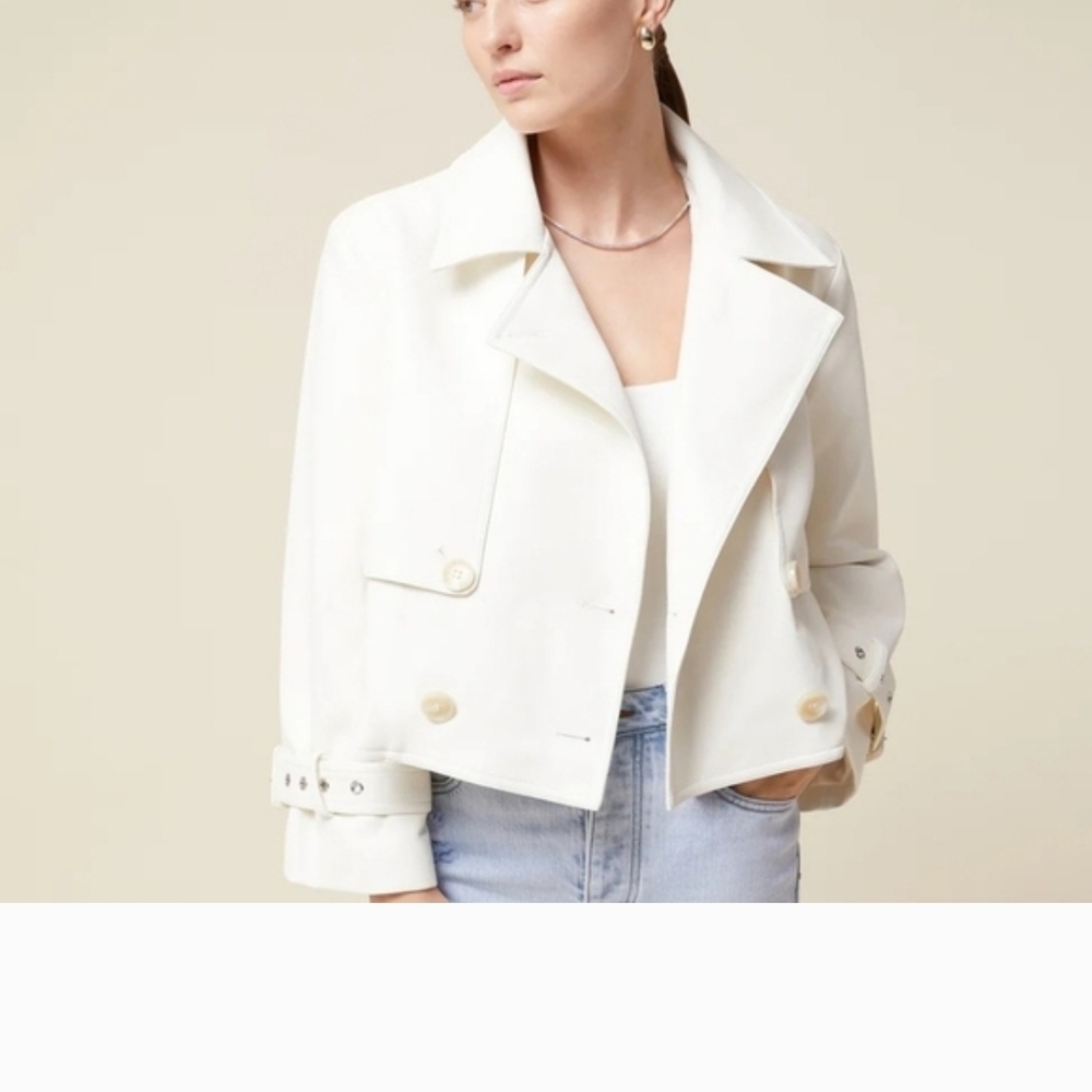 Rachel Parcell White Cropped Trench Coat